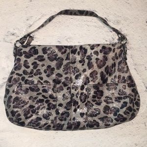 Lodis Leopard Print Leather Hobo Purse